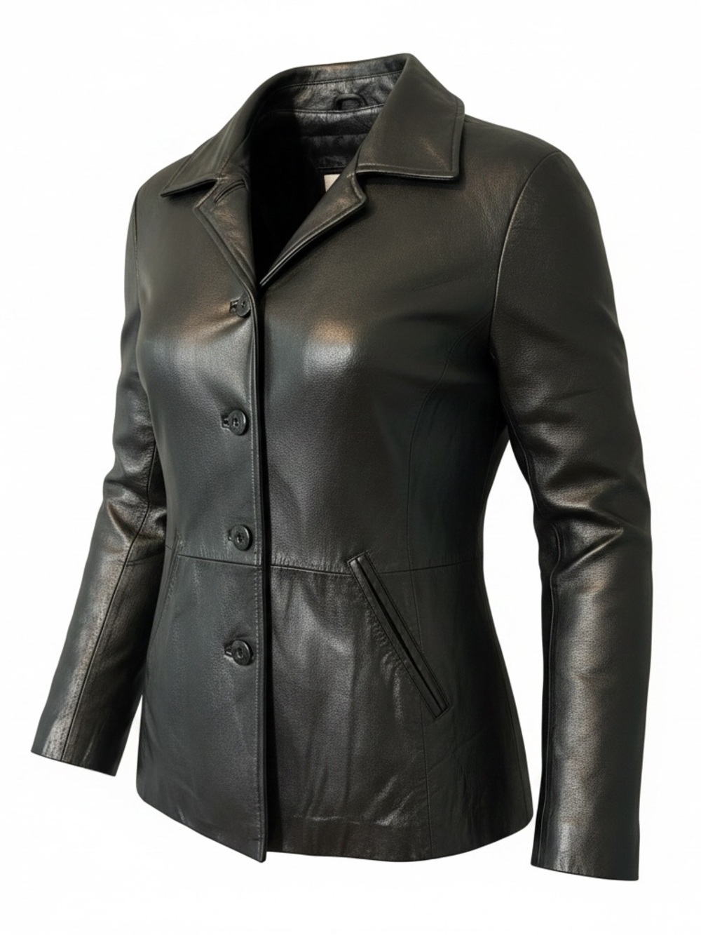 Wilsons Leather Black Button-Front Leather Jacket